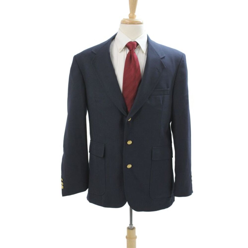 Orvis Mens Blue Wool Blazer Button Classic Size 40